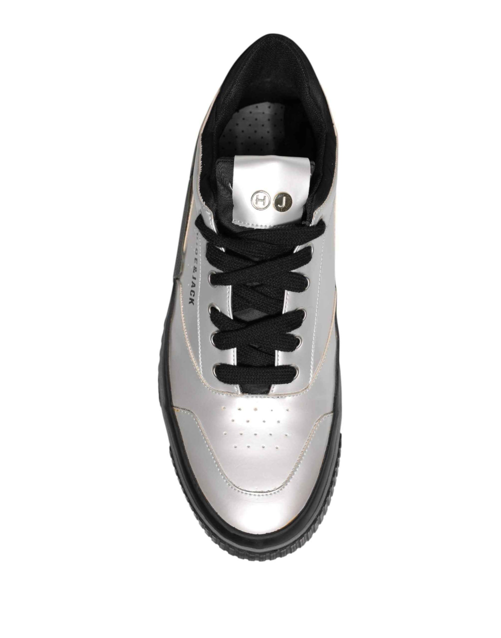 Metallic Silver Low Top Lace Up Sneakers Shoes