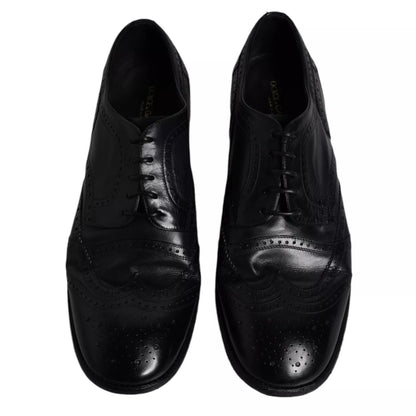 Dark Blue Leather Derby Wingtip Formal Shoes