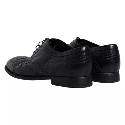 Dark Blue Leather Derby Wingtip Formal Shoes