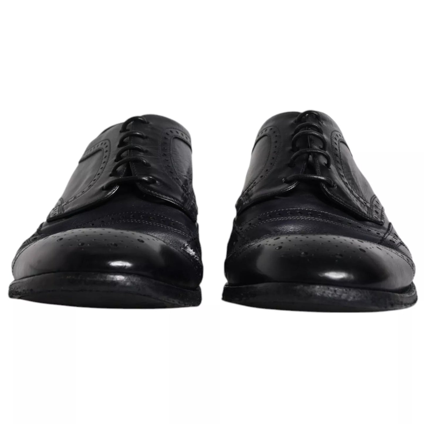 Dark Blue Leather Derby Wingtip Formal Shoes