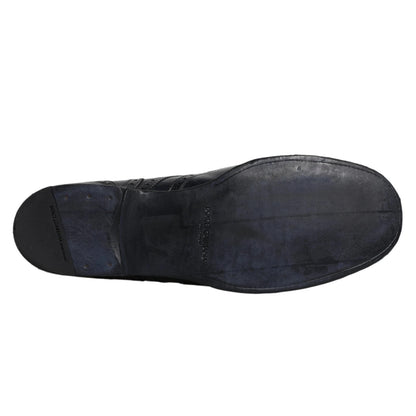 Dark Blue Leather Derby Wingtip Formal Shoes