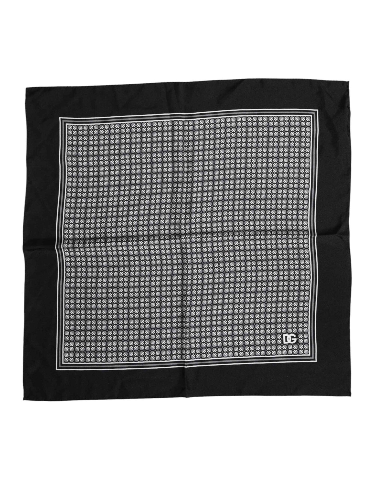 Black White Patterned Square Foulard Scarf
