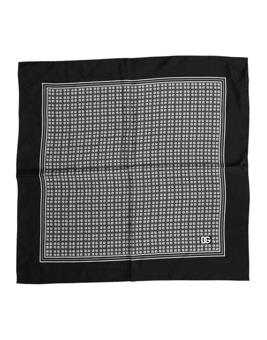Black White Patterned Square Foulard Scarf