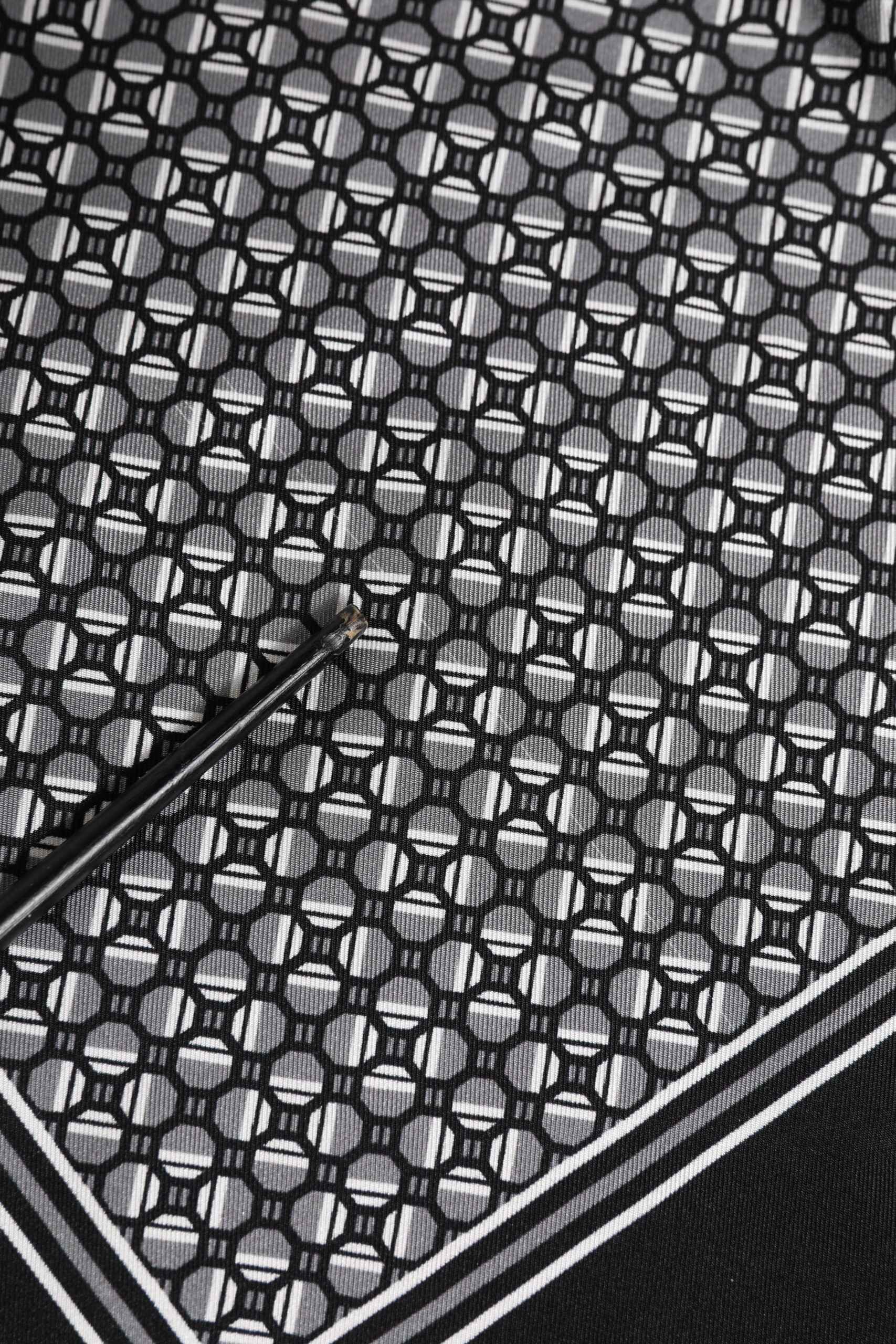 Black White Patterned Square Foulard Scarf