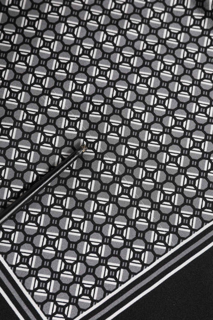 Black White Patterned Square Foulard Scarf