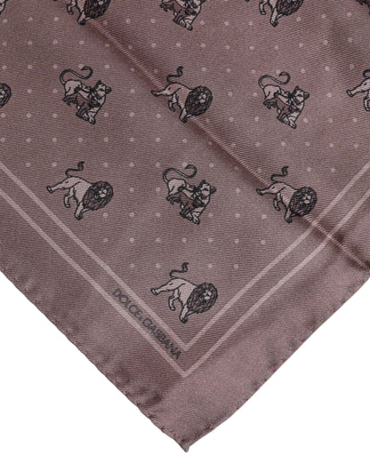 Brown Animal Print Square Foulard Scarf