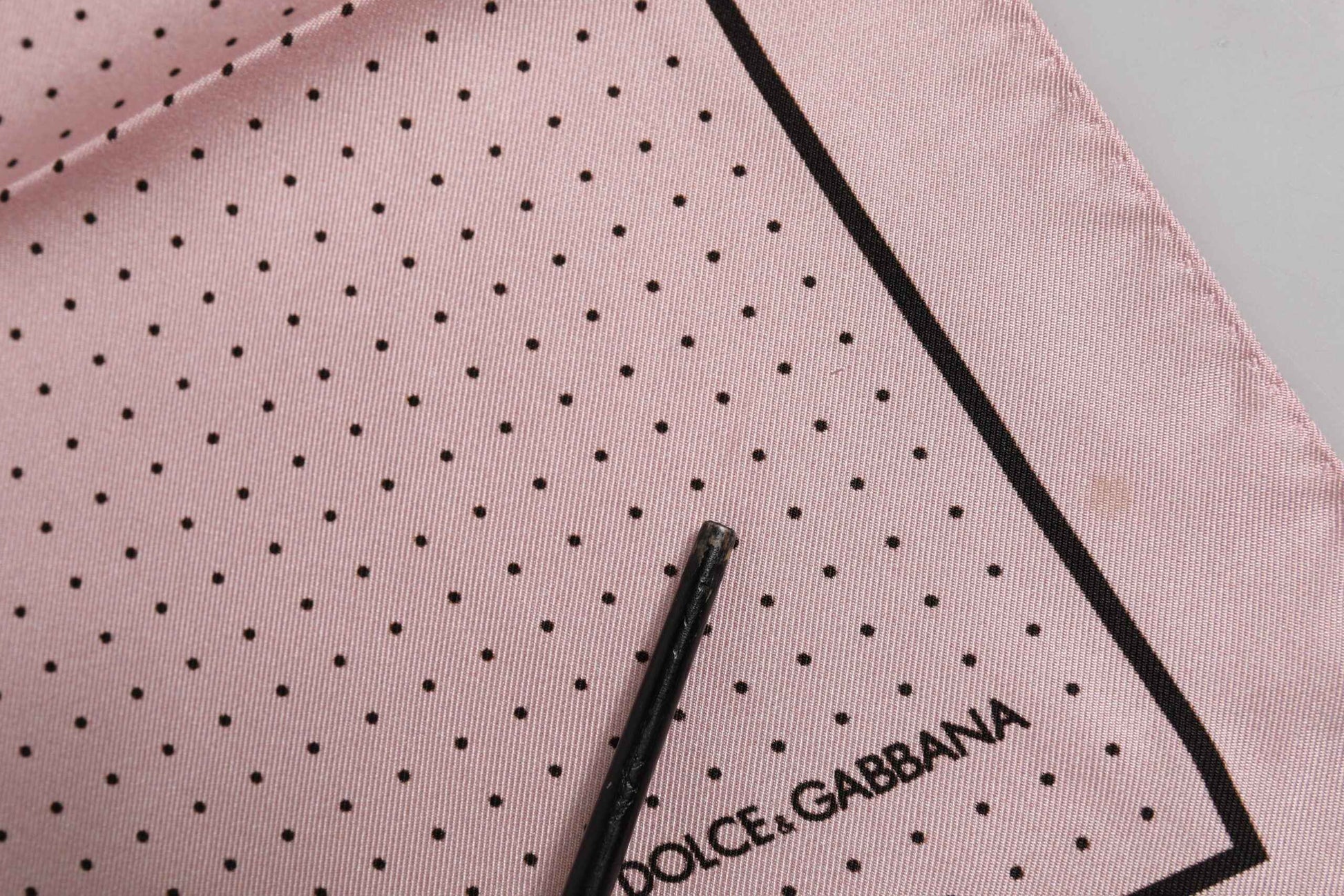 Beige Dotted Silk Square Men Foulard Scarf