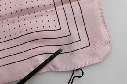 Beige Dotted Silk Square Men Foulard Scarf
