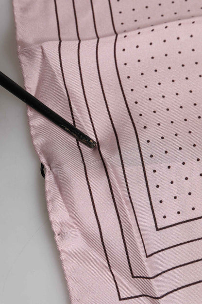 Beige Dotted Silk Square Men Foulard Scarf
