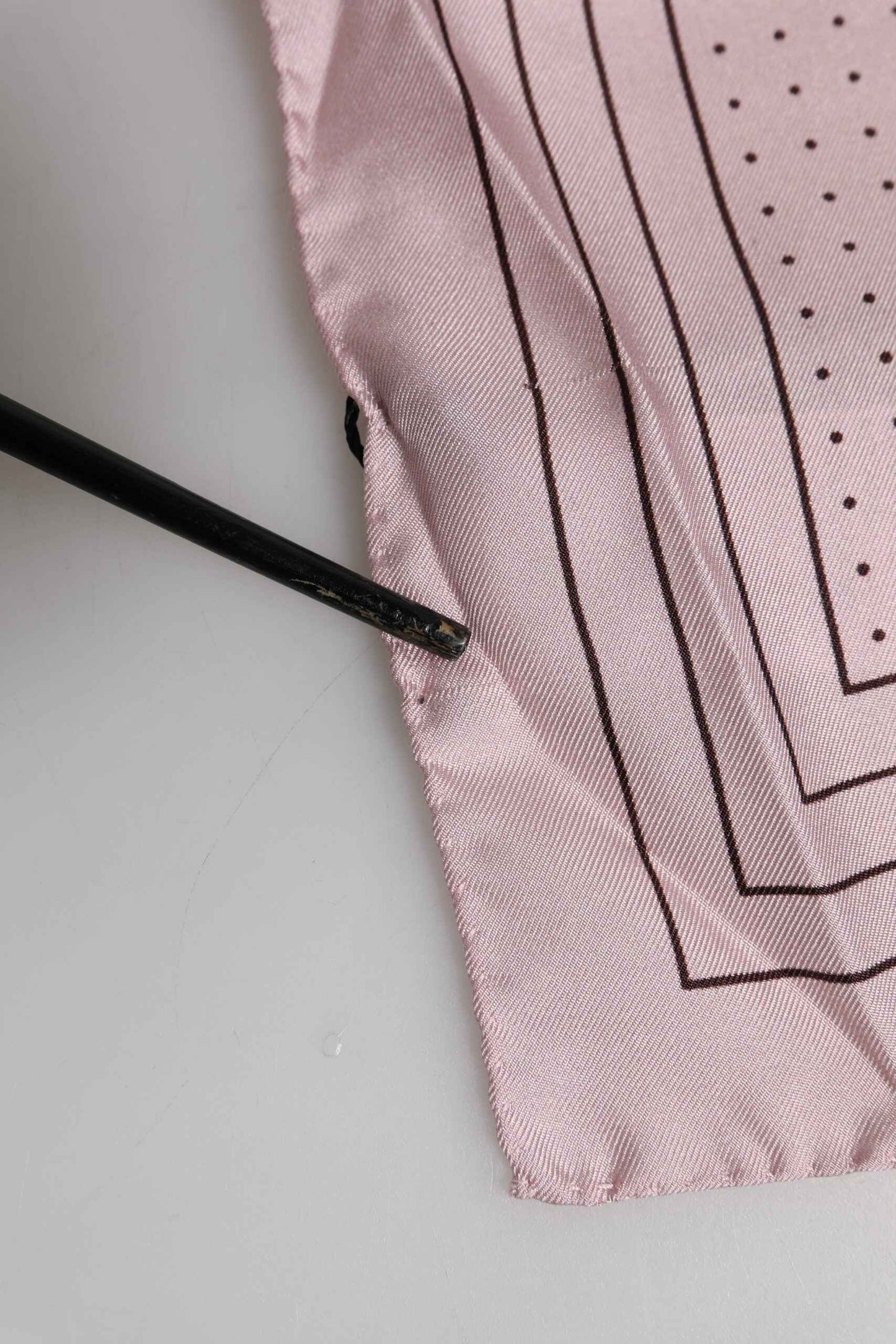 Beige Dotted Silk Square Men Foulard Scarf