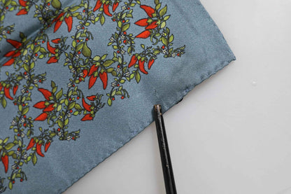 Gray Chilis Silk Square Men Foulard Scarf