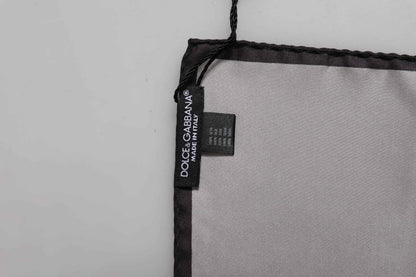 Gray DG Crown Silk Square Men Foulard Scarf
