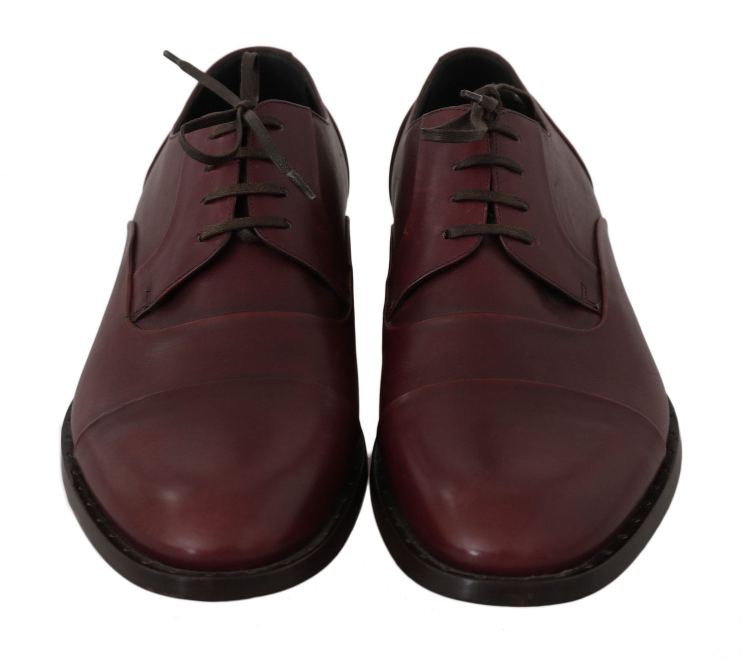 Red Bordeaux Leather Derby Formal Shoes Dolce & Gabbana