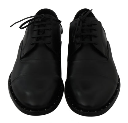 Black Leather Derby Formal Shoes Dolce & Gabbana
