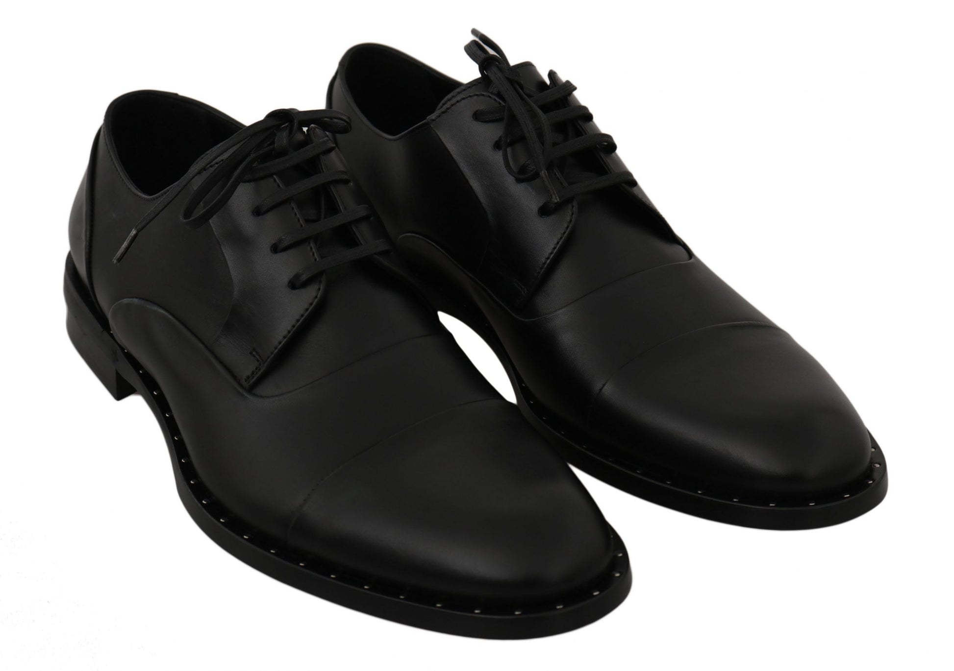 Black Leather Derby Formal Shoes Dolce & Gabbana