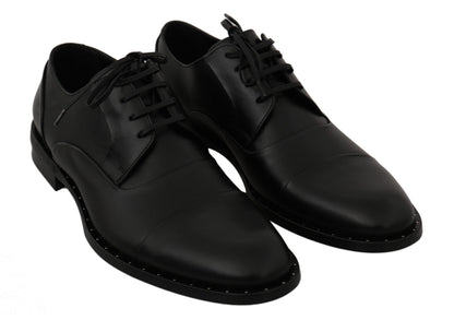 Black Leather Derby Formal Shoes Dolce & Gabbana