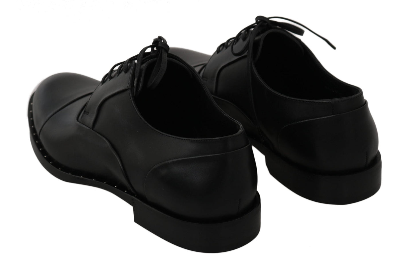 Black Leather Derby Formal Shoes Dolce & Gabbana