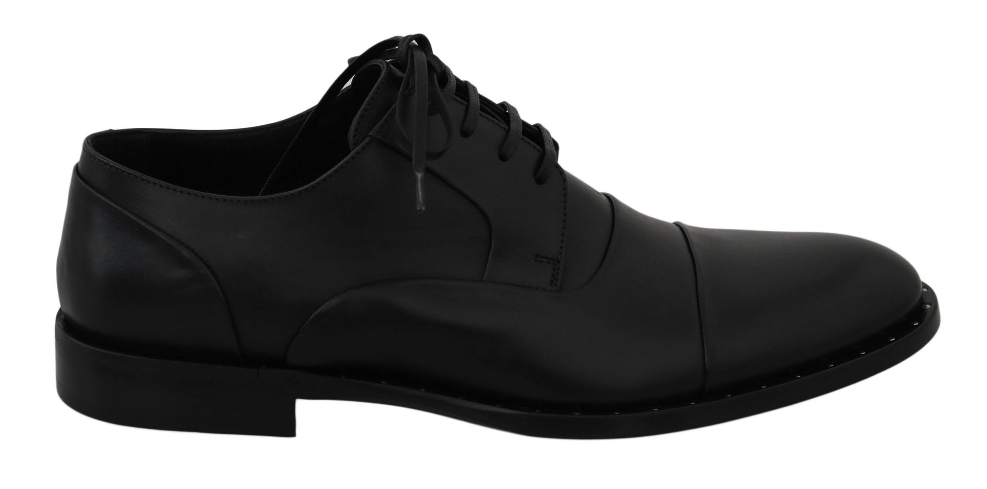 Black Leather Derby Formal Shoes Dolce & Gabbana