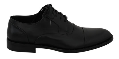 Black Leather Derby Formal Shoes Dolce & Gabbana