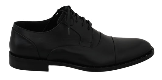 Black Leather Derby Formal Shoes Dolce & Gabbana