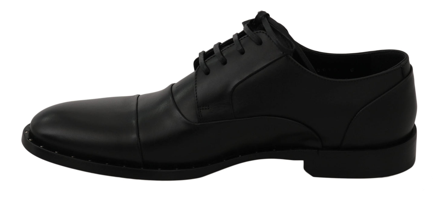 Black Leather Derby Formal Shoes Dolce & Gabbana