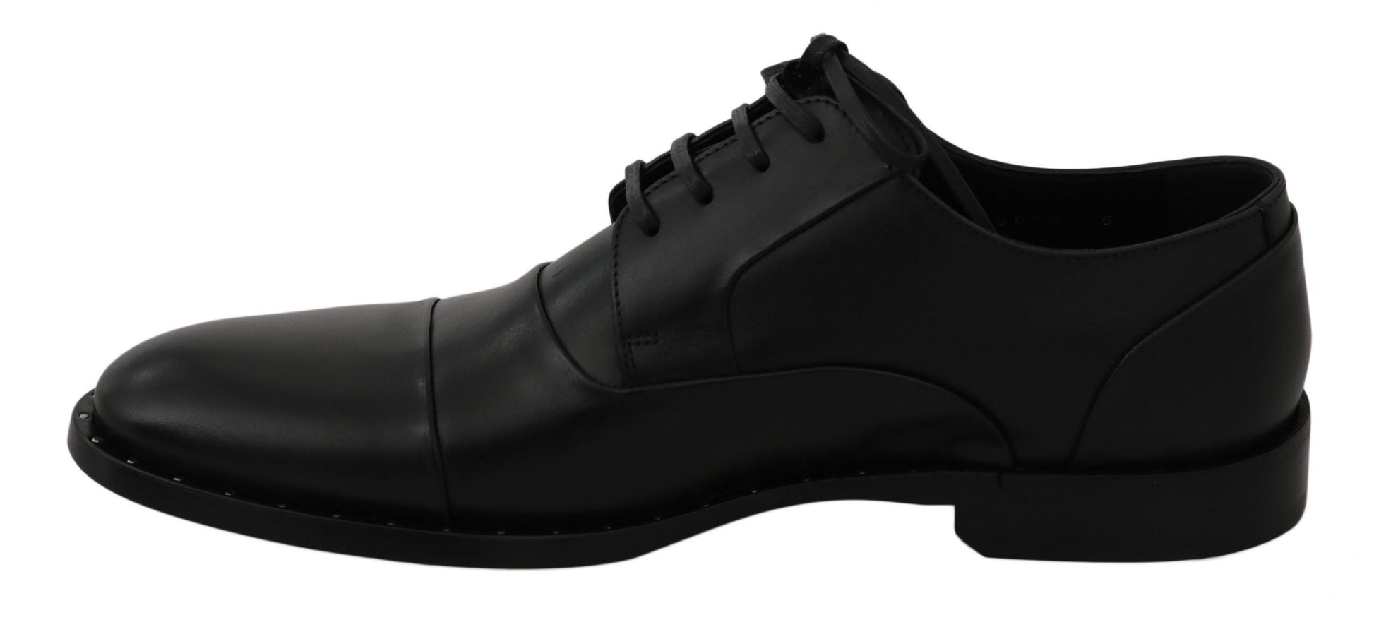 Black Leather Derby Formal Shoes Dolce & Gabbana