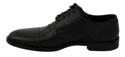 Black Leather Derby Formal Shoes Dolce & Gabbana