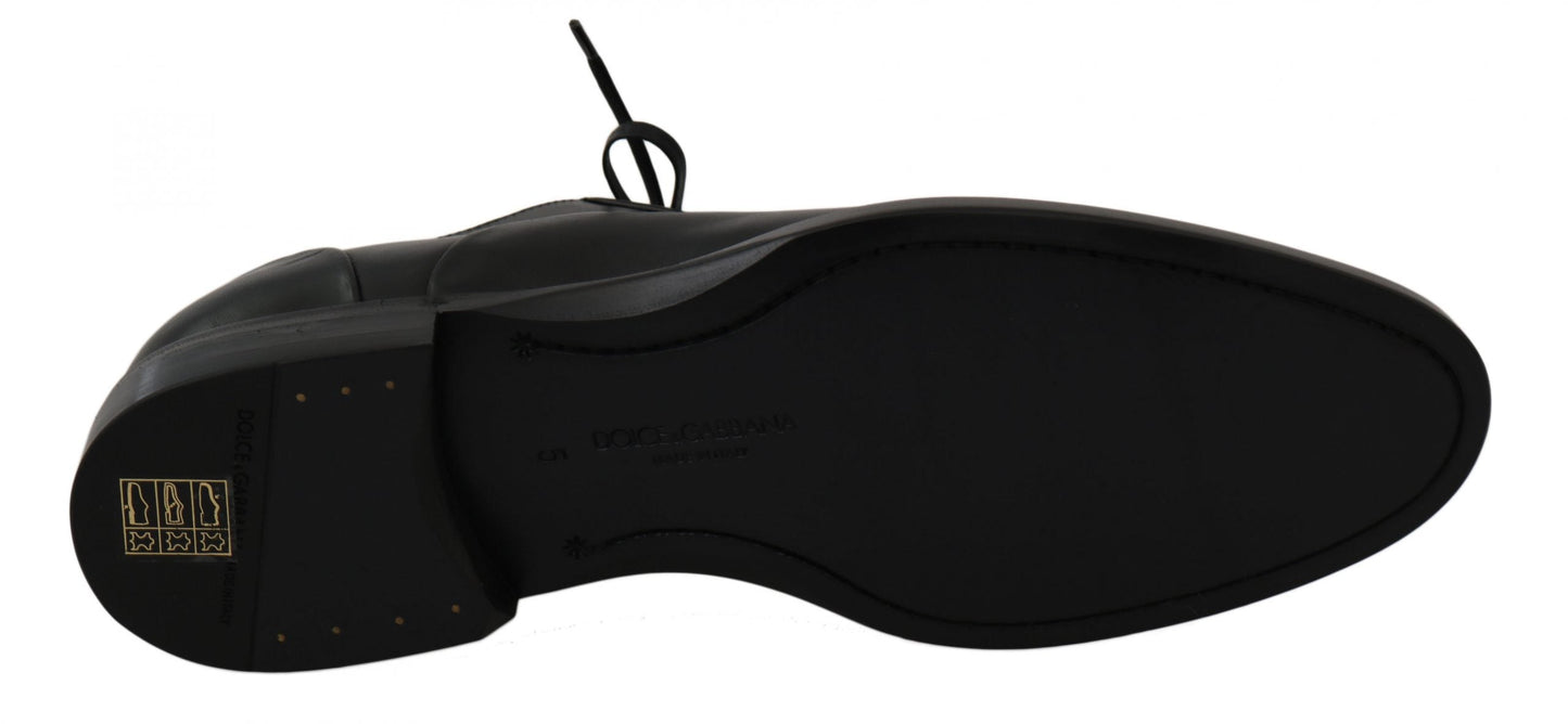 Black Leather Derby Formal Shoes Dolce & Gabbana