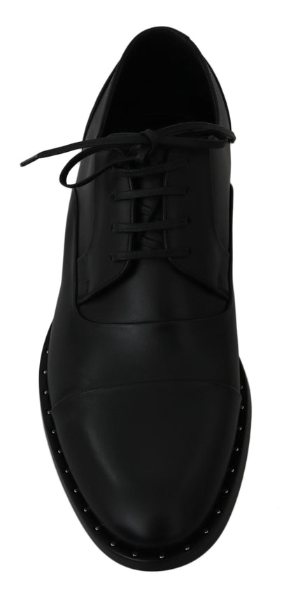 Black Leather Derby Formal Shoes Dolce & Gabbana