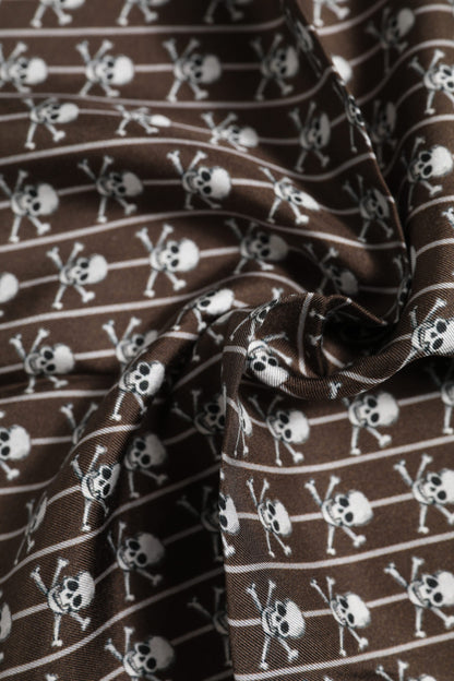 Brown Skull Silk Square Men Foulard Scarf