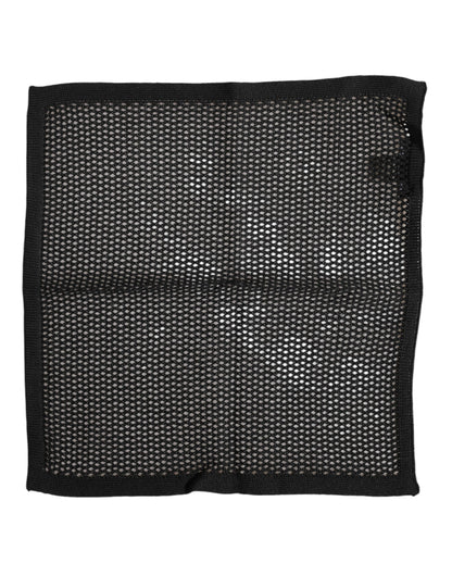 Black Patterned Cotton Square Foulard Scarf