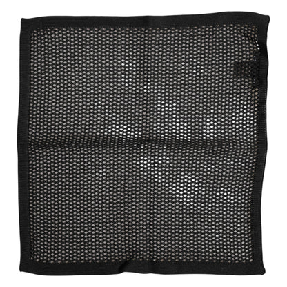 Black Patterned Cotton Square Foulard Scarf