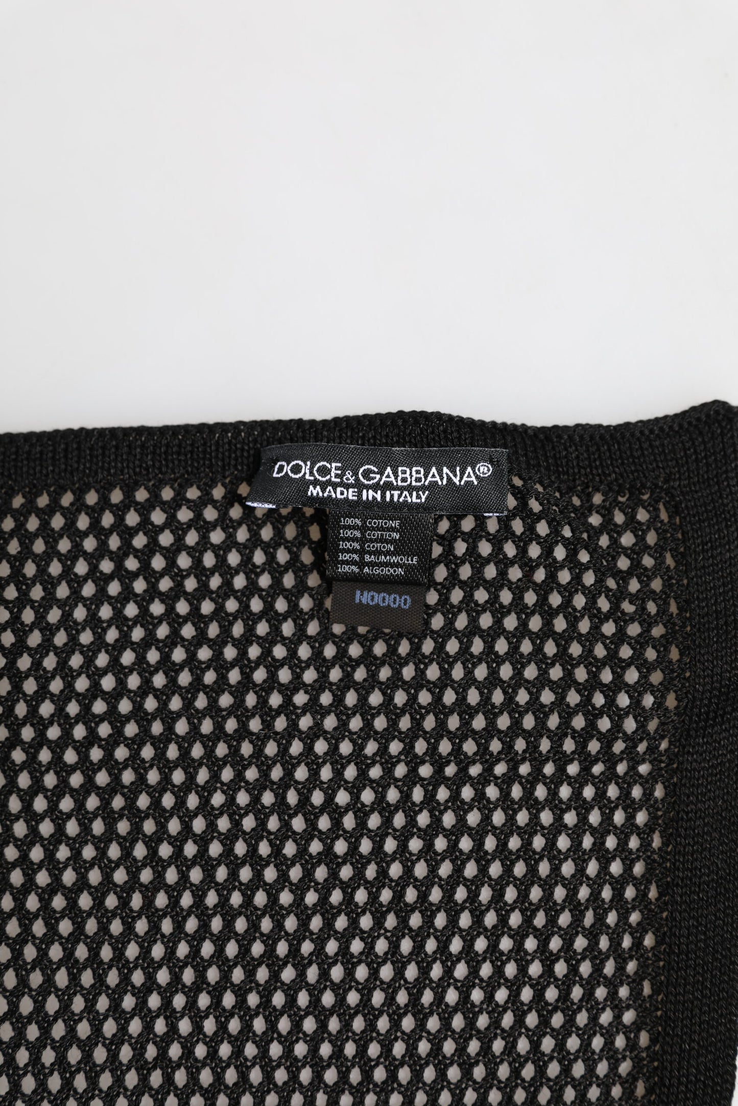 Black Patterned Cotton Square Foulard Scarf