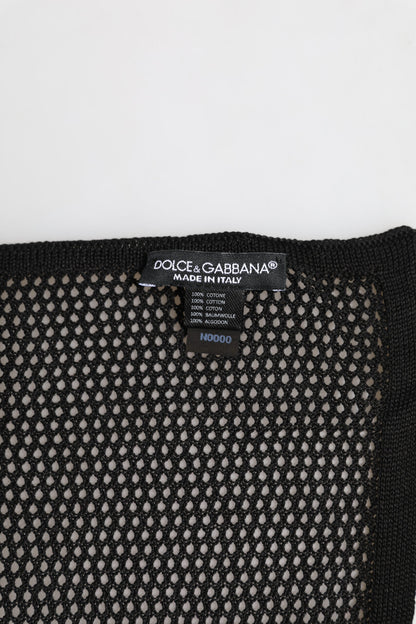 Black Patterned Cotton Square Foulard Scarf