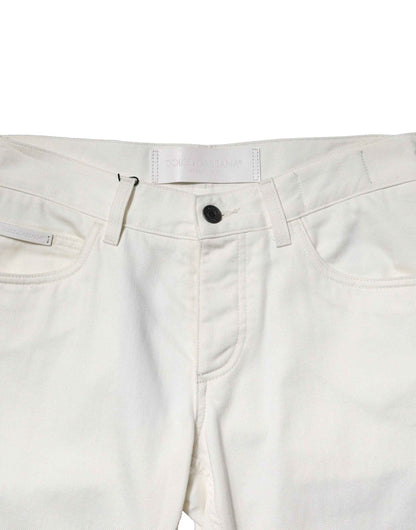 White Cotton Skinny Men Denim Jeans