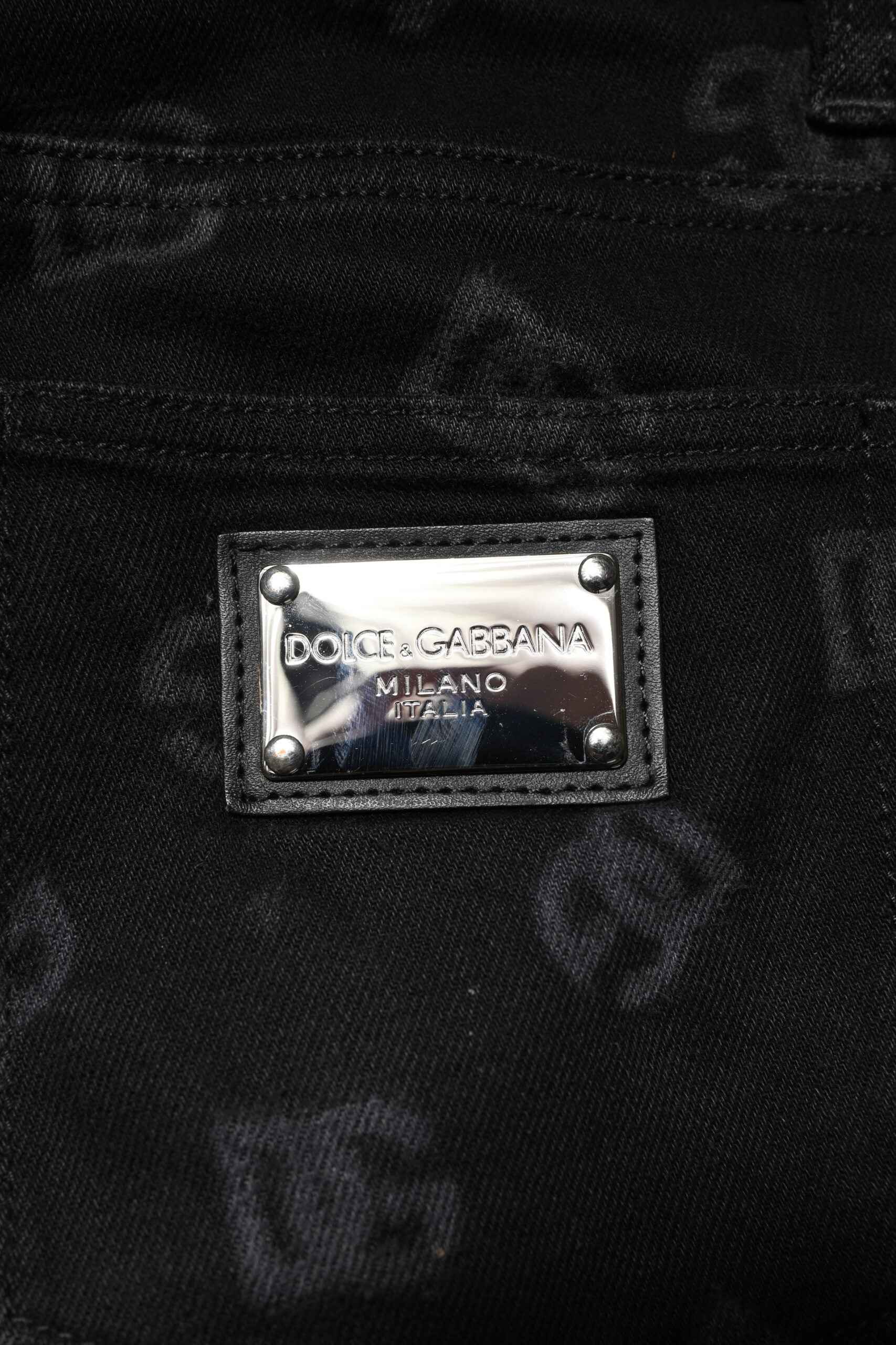 Black Cotton DG Logo Skinny Men Denim Jeans