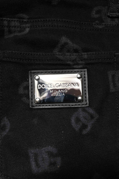 Black Cotton DG Logo Skinny Men Denim Jeans