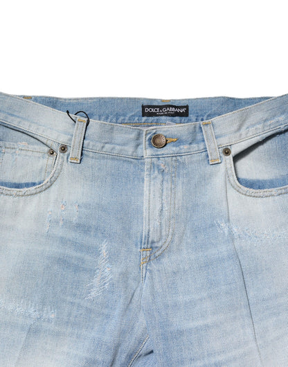 Light Blue Washed Straight Fit Denim Jeans