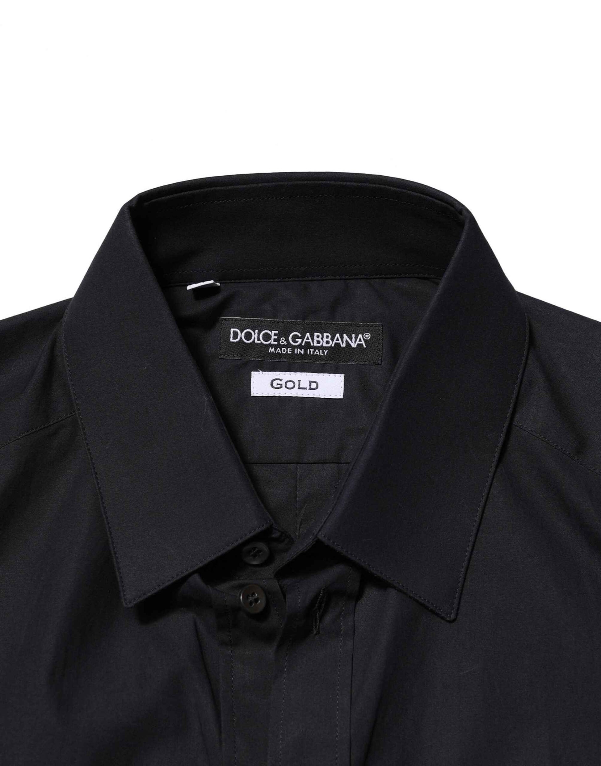 Black Cotton GOLD Long Sleeves Dress Shirt