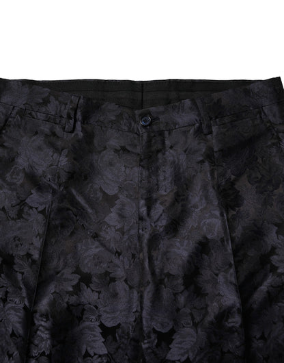 Dark Gray Black Jacquard 3 Piece Single Breasted Suit