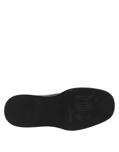 Black Leather Logo Ankle Boots Lace Up Shoes