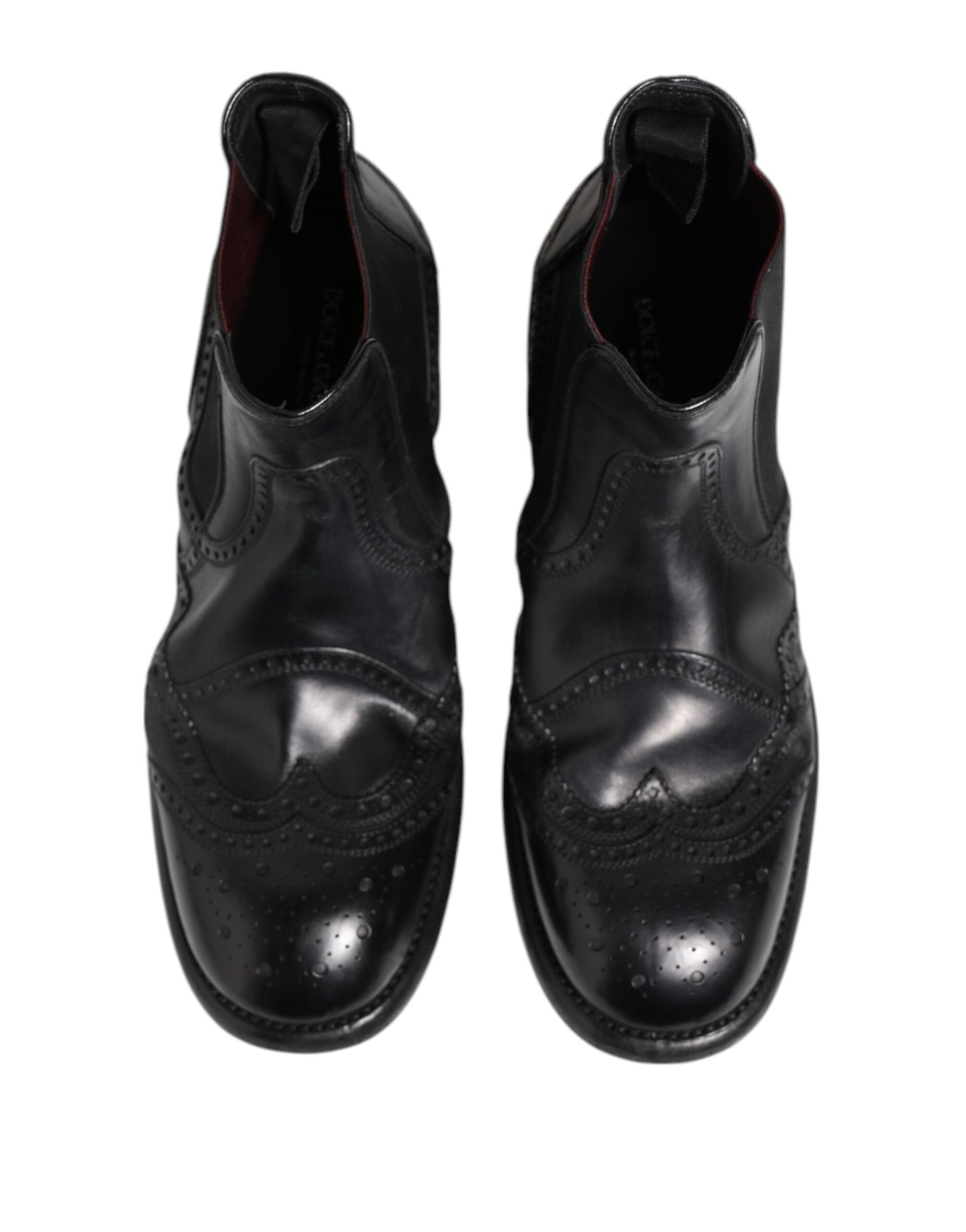 Black Leather Ankle Boots Slip On Shoes