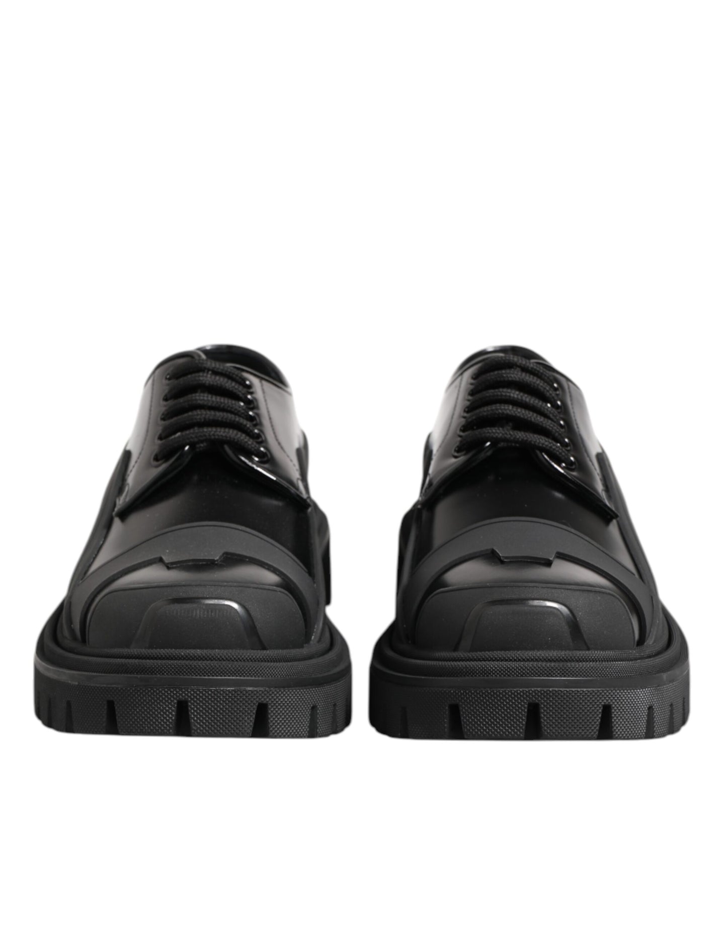 Black Patent Leather Trekking Derby Shoes