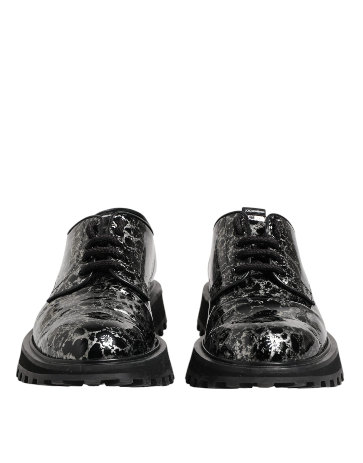 Black White Calfskin Chunky Derby Shoes