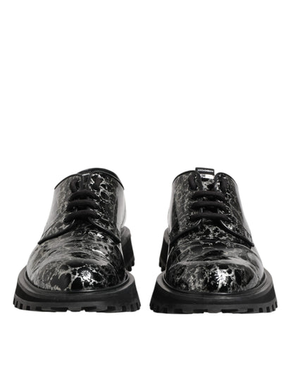 Black White Calfskin Chunky Derby Shoes