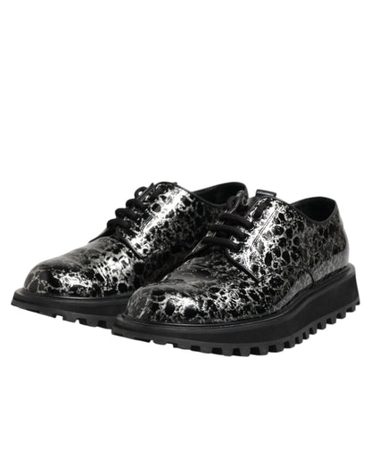 Black White Calfskin Chunky Derby Shoes