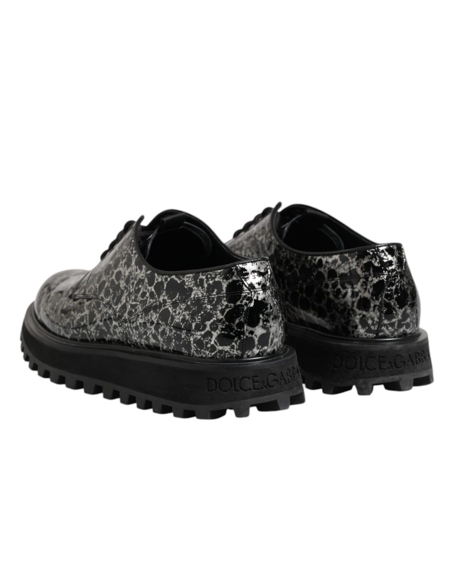 Black White Calfskin Chunky Derby Shoes