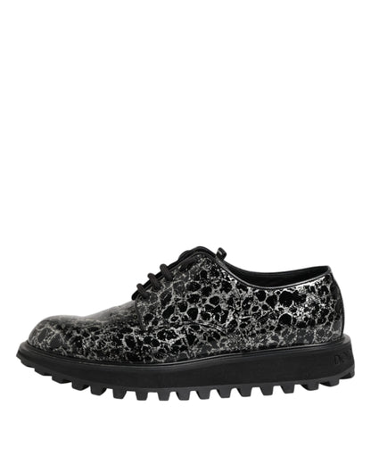 Black White Calfskin Chunky Derby Shoes