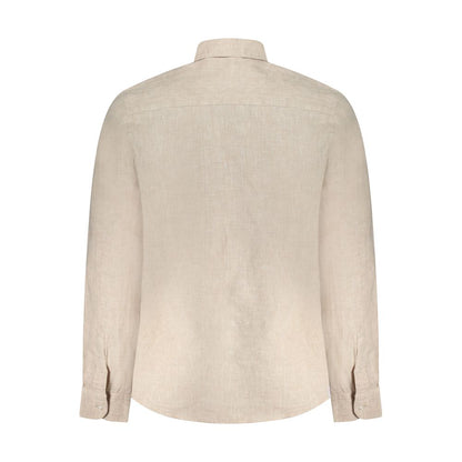 Beige Linen Men Shirt
