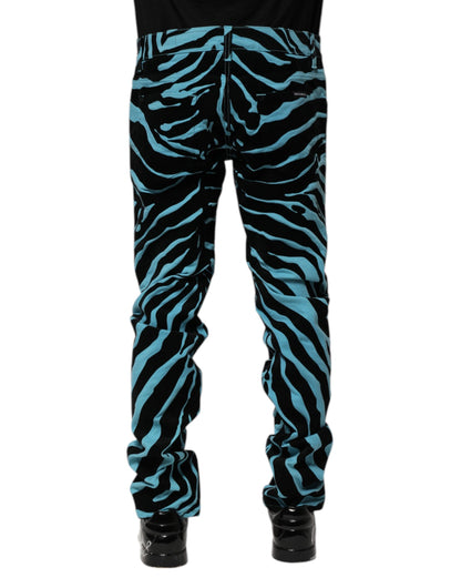 Blue Black Stripes Skinny Denim Jeans